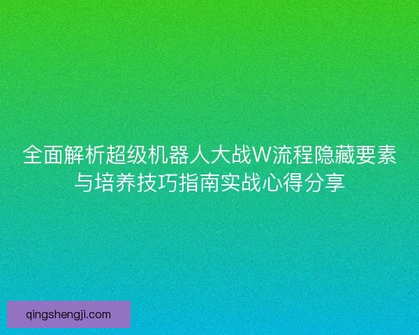 全面解析超级机器人大战W流程隐藏要素与培养技巧指南实战心得分享